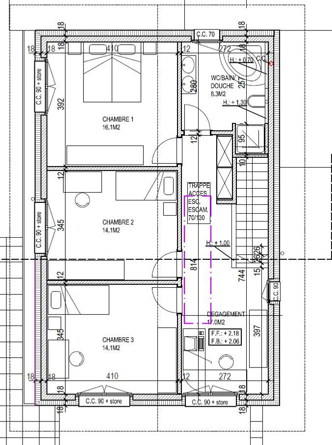 Plan Etage de la villa ( normal version 4.5 pièces )
