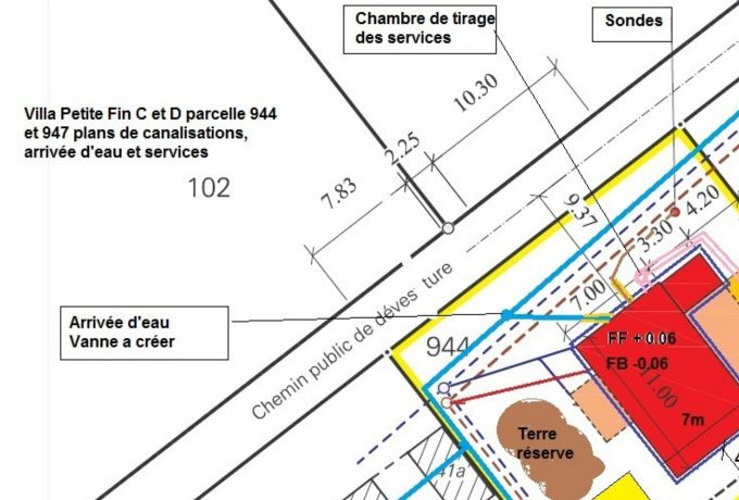 Plan de situation des 2 villas avec équipements des parcelles