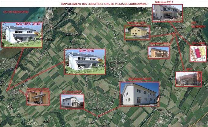 Map des villas construites et en cours de construction par SurdezImmo