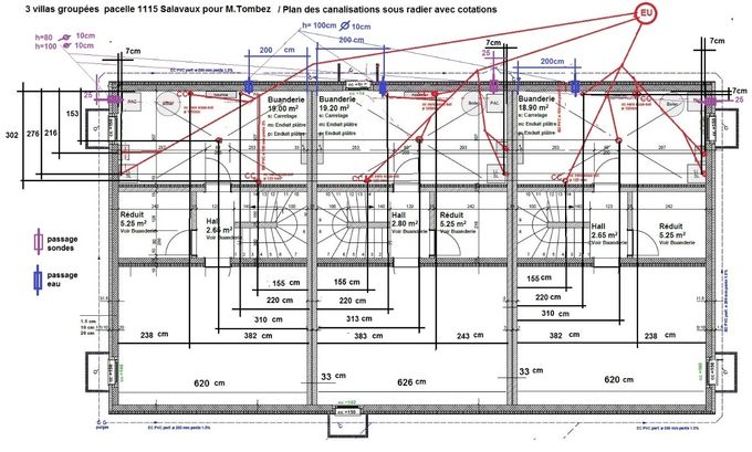 Plan des canalisations sous radier